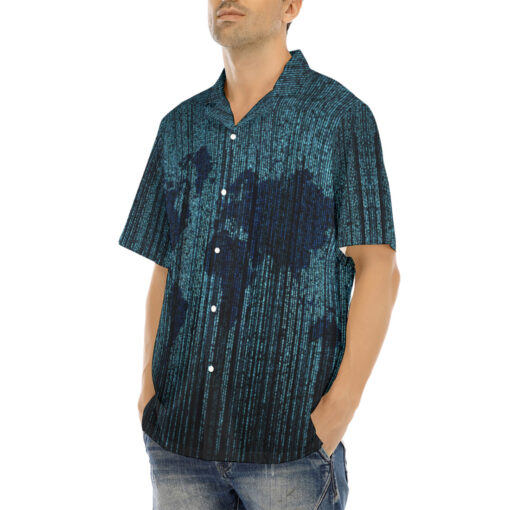 Digital World Map Hawaiian Shirt - Image 3