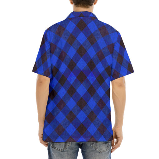 Blue Checkered Hawaiian Shirt - Image 4