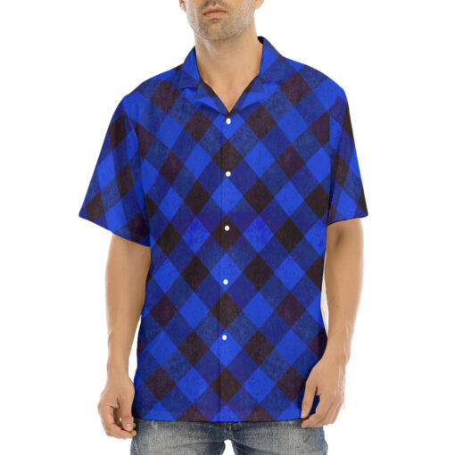 Blue Checkered Hawaiian Shirt