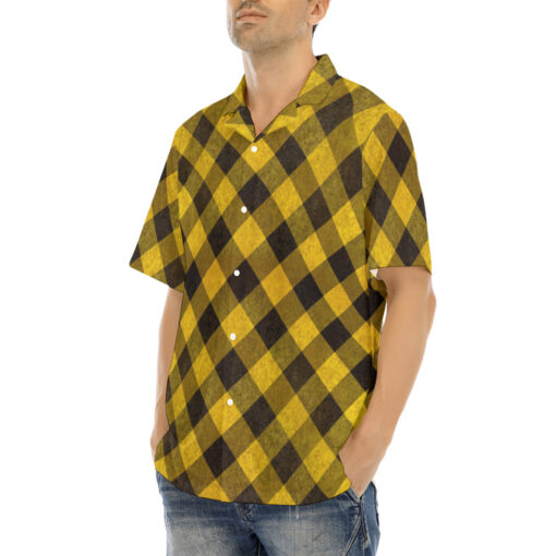 Yellow Checkered Hawaiian Shirt - Image 3