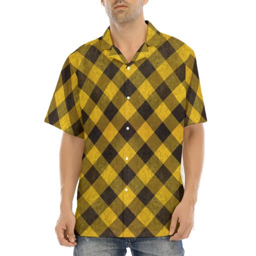 Yellow Checkered Hawaiian Shirt