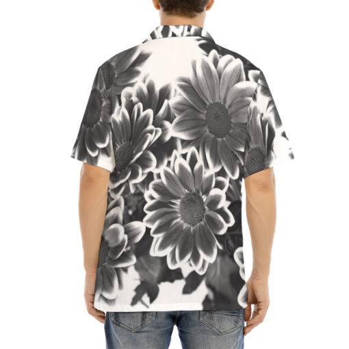 Black and White Flowers Hawaiian Shirt - Image 4