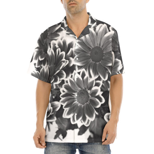 Black and White Flowers Hawaiian Shirt