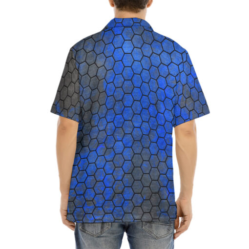 Blue Hexagons Hawaiian Shirt - Image 4