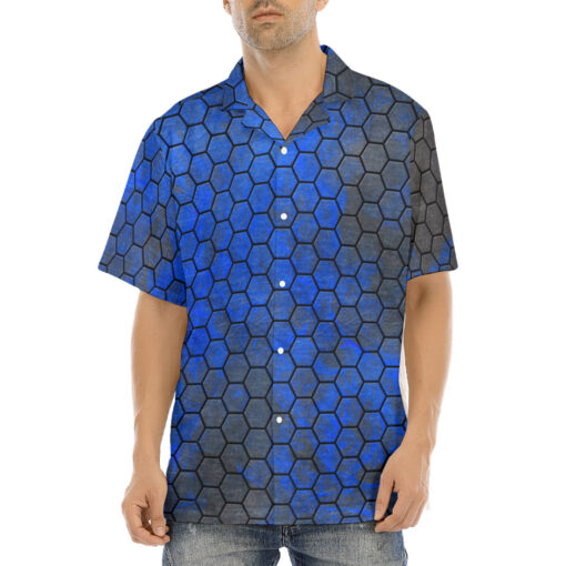 Blue Hexagons Hawaiian Shirt