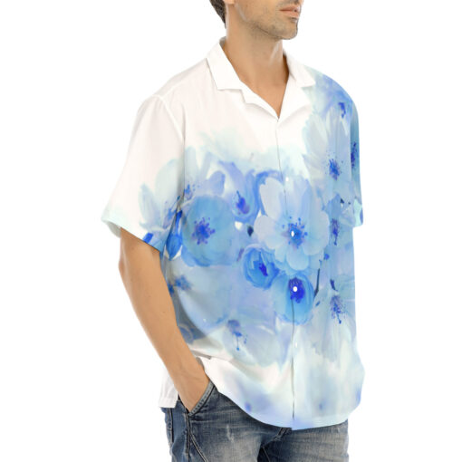 Blue Sakura Flowers Hawaiian Shirt - Image 2