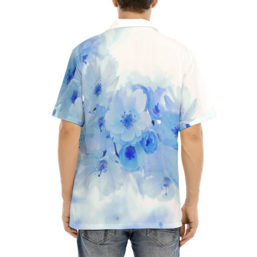 Blue Sakura Flowers Hawaiian Shirt - Image 4