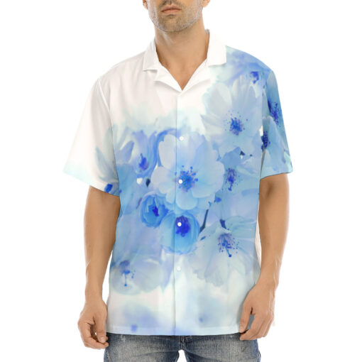 Blue Sakura Flowers Hawaiian Shirt