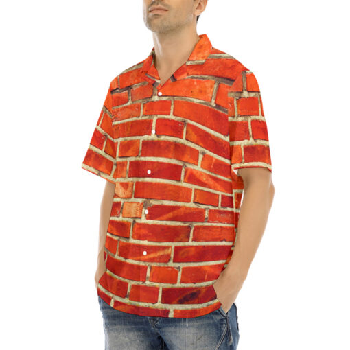 Red Bricks Wall Hawaiian Shirt - Image 3