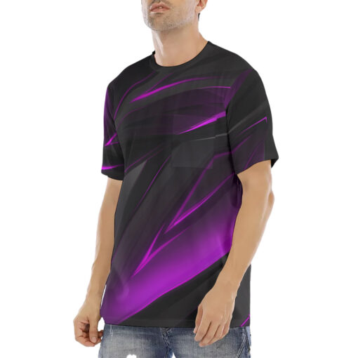 Purple Geometric Stripes Men's T-Shirt - Image 2