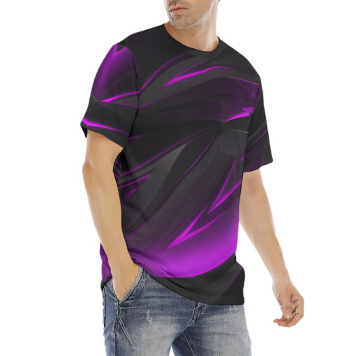 Purple Geometric Stripes Men's T-Shirt - Image 3