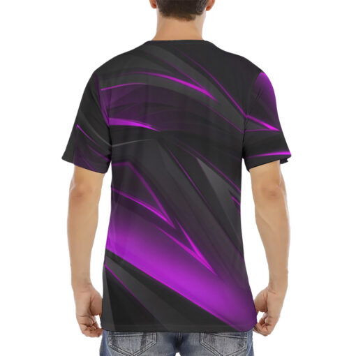 Purple Geometric Stripes Men's T-Shirt - Image 4