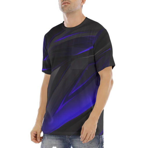 Blue Geometric Stripes Men's T-Shirt - Image 2