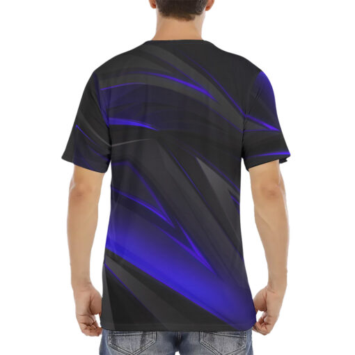 Blue Geometric Stripes Men's T-Shirt - Image 4