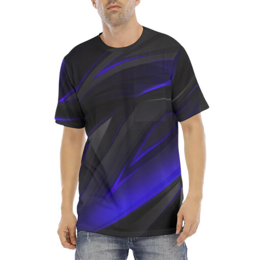 Blue Geometric Stripes Men's T-Shirt