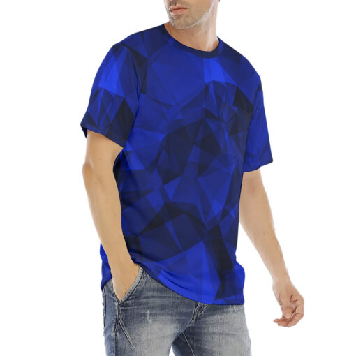 Blue Polygons Men's T-Shirt - Image 3