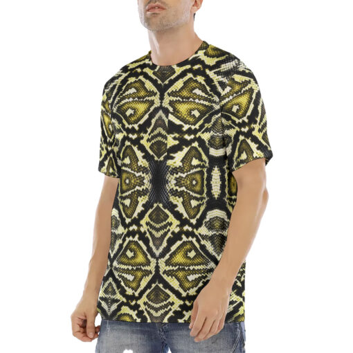 Yellow Snake Skin Ornament Men's T-Shirt - Image 2