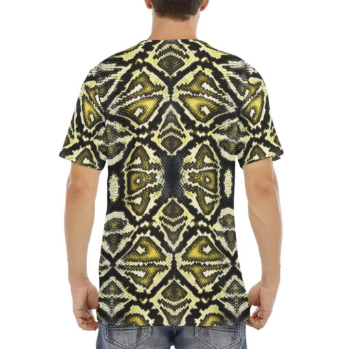 Yellow Snake Skin Ornament Men's T-Shirt - Image 4