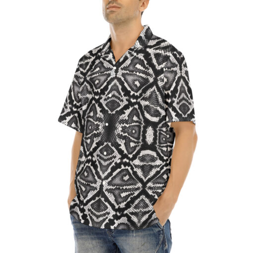 Gray Snake Skin Ornament Hawaiian Shirt - Image 3