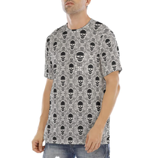 Skulls Lace Pattern Men's T-Shirt - Image 2