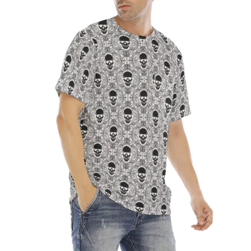 Skulls Lace Pattern Men's T-Shirt - Image 3