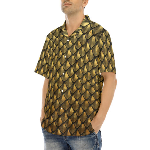 Gold Armor Scales Hawaiian Shirt - Image 3