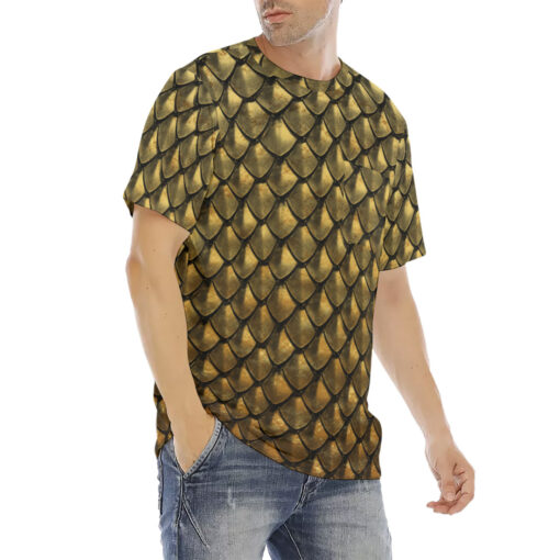 Gold Armor Scales Men's T-Shirt - Image 3