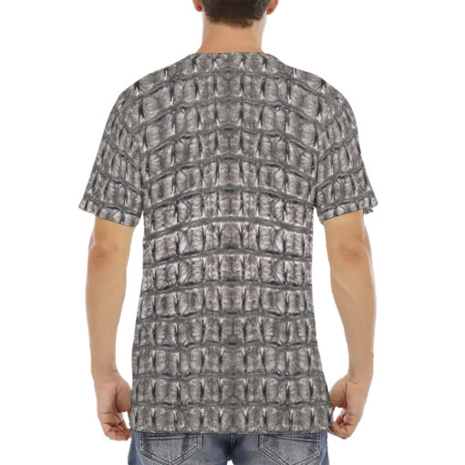 Gray Alligator Print Men's T-Shirt - Image 4