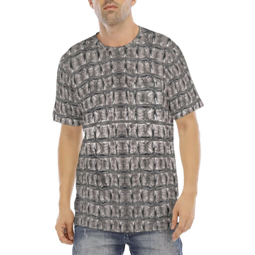 Gray Alligator Print Men's T-Shirt