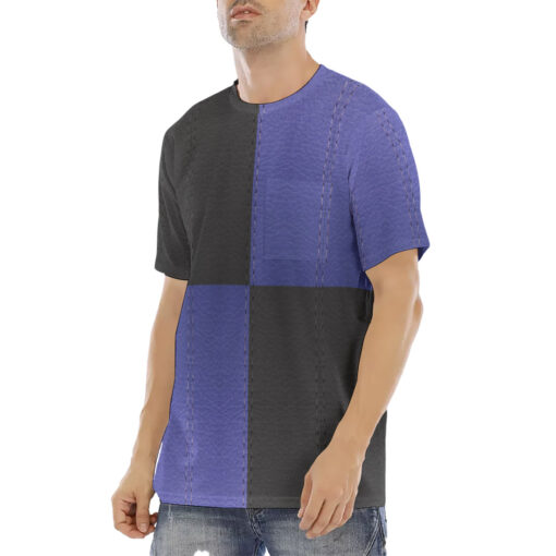 Dual Colors Leather Texture Men's T-Shirt - Image 2