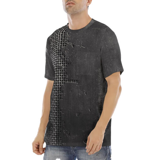 Metal Grid Cracks Scratches Men's T-Shirt - Image 2