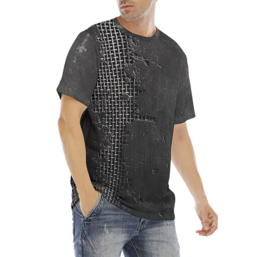 Metal Grid Cracks Scratches Men's T-Shirt - Image 3