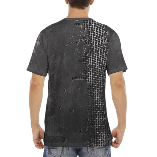 Metal Grid Cracks Scratches Men's T-Shirt - Image 4