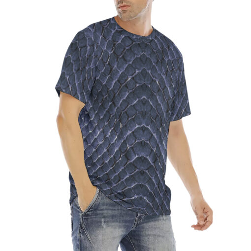 Blue Reptile Scales Men's T-Shirt - Image 3