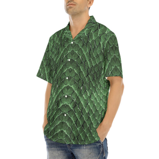 Green Reptile Scales Hawaiian Shirt - Image 3