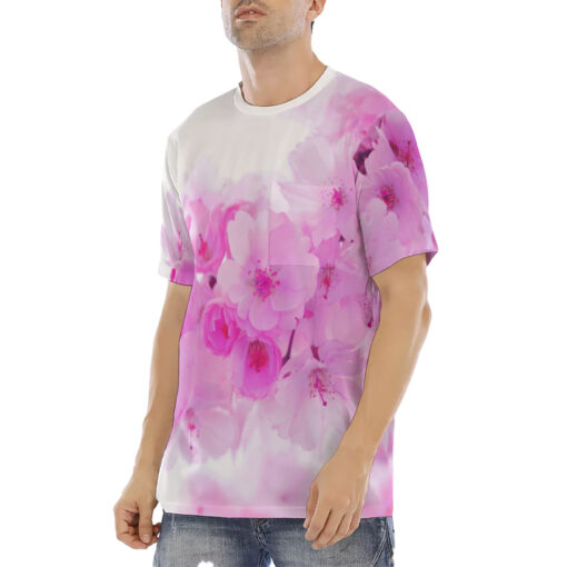 Pink Sakura Flowers Men's T-Shirt - Image 2