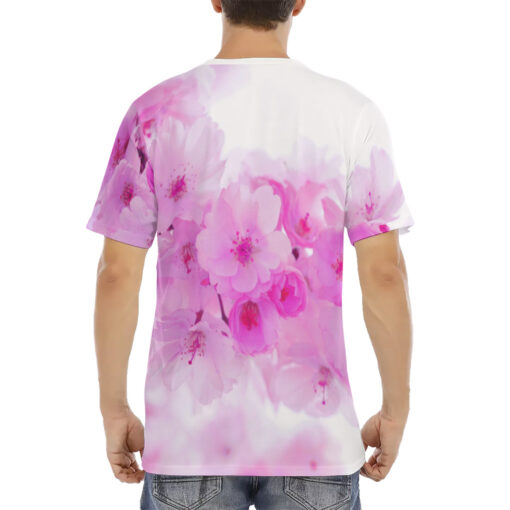 Pink Sakura Flowers Men's T-Shirt - Image 4