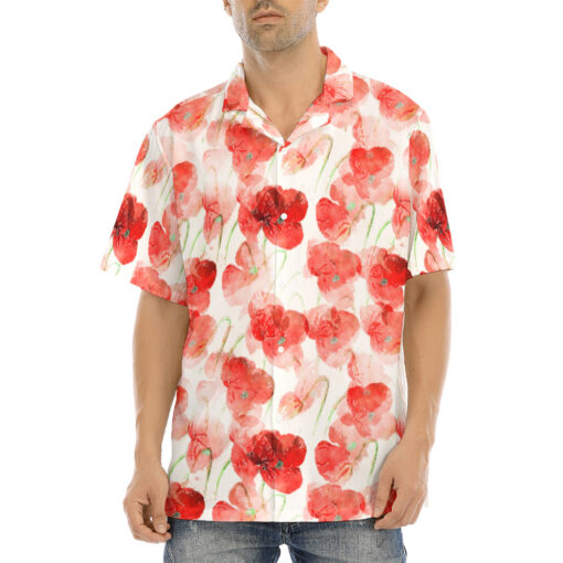 Red Poppies Flowers Hawaiian Shirt