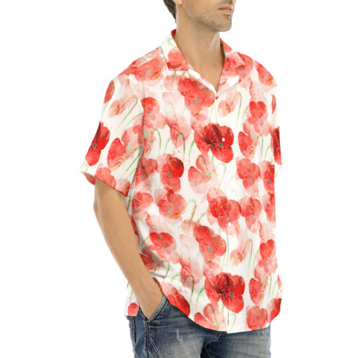 Red Poppies Flowers Hawaiian Shirt - Image 2