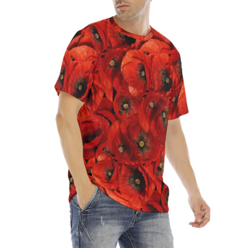 Red Poppies Flowers Men's T-Shirt - Image 3