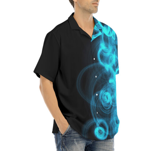 Blue Neon Waves Hawaiian Shirt - Image 2