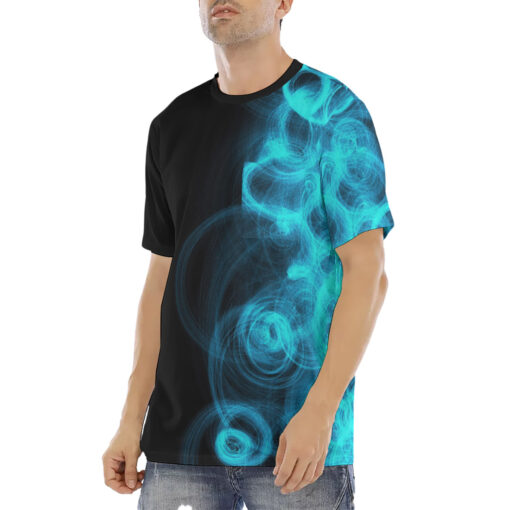 Blue Neon Waves Men's T-Shirt - Image 2