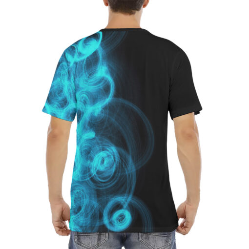 Blue Neon Waves Men's T-Shirt - Image 4