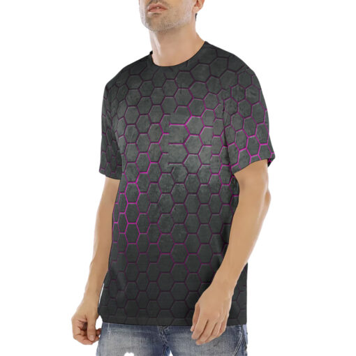 Hexagons Violet Glow Men's T-Shirt - Image 2