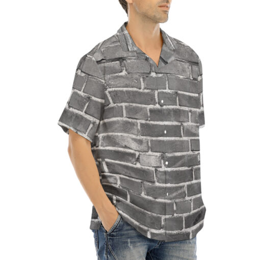 Gray Bricks Wall Hawaiian Shirt - Image 2