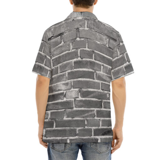 Gray Bricks Wall Hawaiian Shirt - Image 4