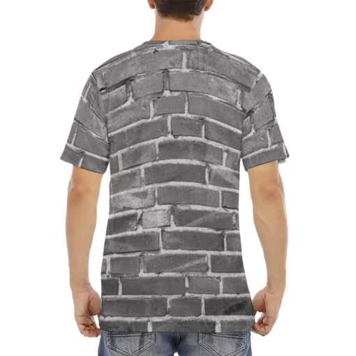 Gray Bricks Wall Men's T-Shirt - Image 4