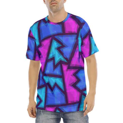 Purple Geometric Grunge Men's T-Shirt