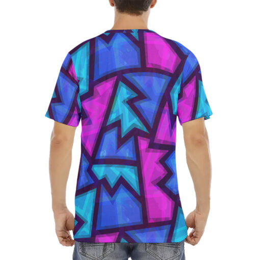 Purple Geometric Grunge Men's T-Shirt - Image 4