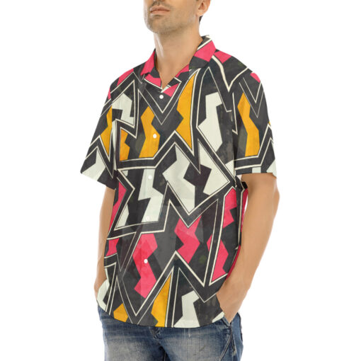 Abstract Zigzag Geometric Hawaiian Shirt - Image 3